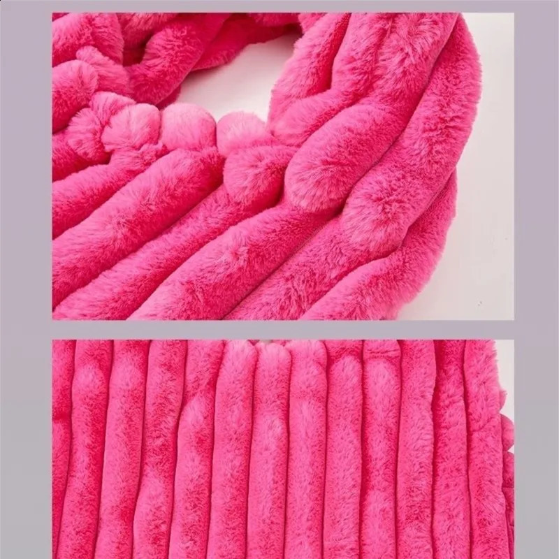 JIAERDI Pink Large Capacity Shoulder Bag for Women Retro Harajuku Fashion Plush Y2k Handbag Soft Bottom 240906