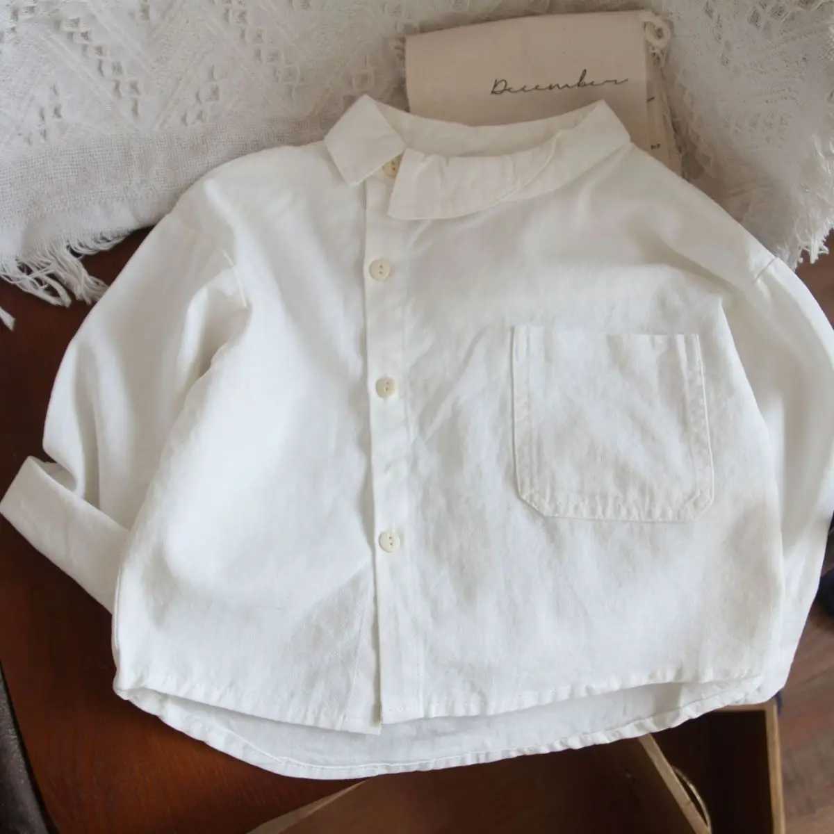 Childrens Shirt Spring and Autumn Pure Cotton Top Han Fan Boys and Girls Cotton Hemp 1-5 Year Old Baby Shirt Y240906
