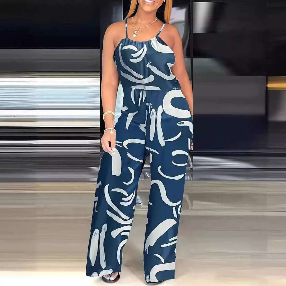 Women's summer printed camisole pants jumpsuit