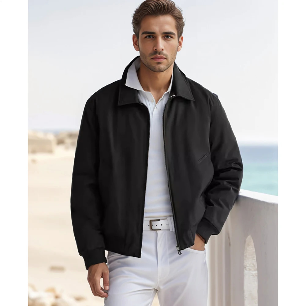 selling mens fashion casual jacket simple spring and autumn zipper lapel top 240906