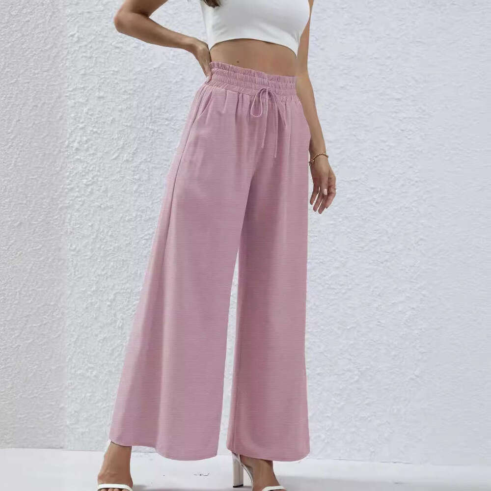 Fashionable for women in spring 2024, new high waisted casual pocket lace up pants