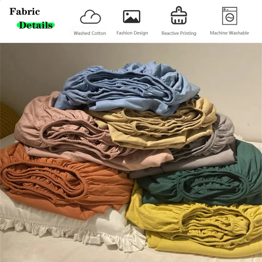 Sheet Cotton mattress cover with elastic rubber band soft and comfortable suitable for bedding fashionable solid color adjustable 240903