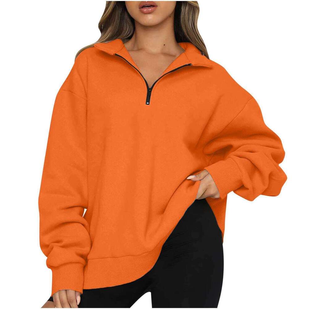 Women's 2024 Autumn/Winter New Casual Top Half Zip Pullover Long Sleeve Sweatshirt Sweater for Women