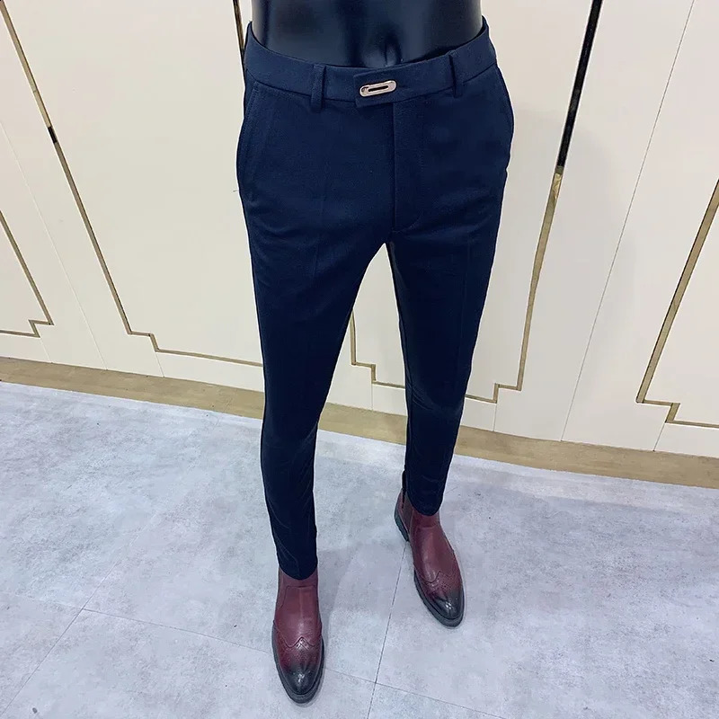 Men Suit Pants 2024 Spring Dress Pantalone Hombre Stretch Slim Formal Trousers Masculina Solid Casual Clothing 240906 - view 4