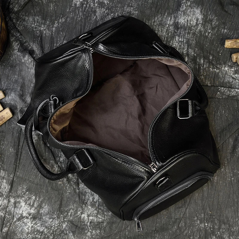 mens travel bag casual leather large capacity shoulder strap with shoes lage outdoor sunshine 240903