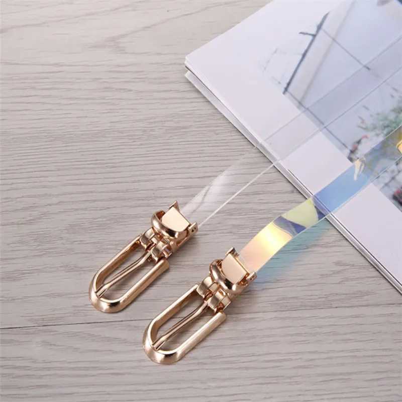 Transparent Womens Belt Laser Holographic Transparent Rainbow Transparent Pin Buckle Adjustable Waist Belt Womens Belt W240905