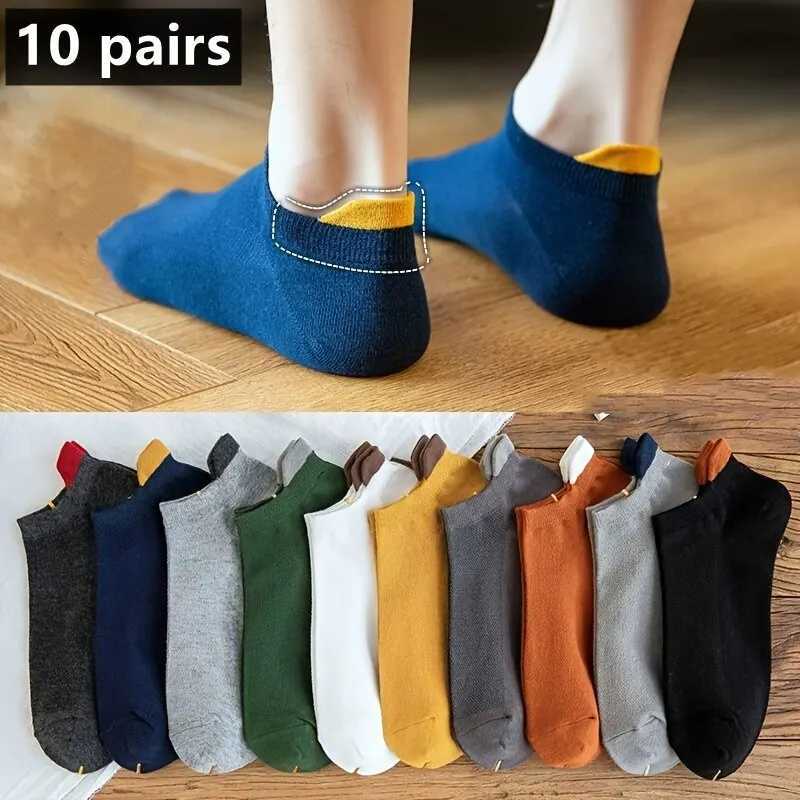 10 pairs of high-quality mens cotton socks suitable for men low cut ankle socks breathable summer casual soft sports socks W240905