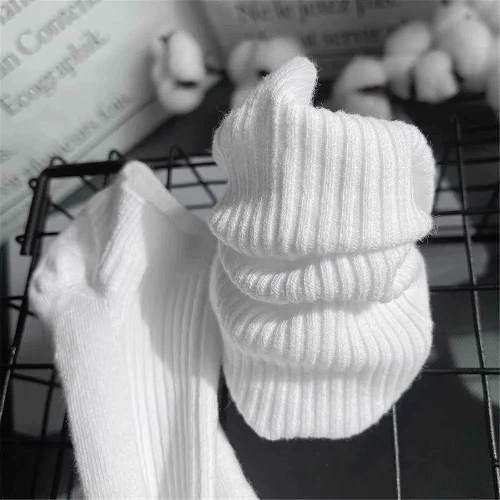 5 Pairs High Quality Double Needle Mens Womens Cotton Socks Short Tube Black/White Sports Socks Summer Invisible Ankle Meias Y240906