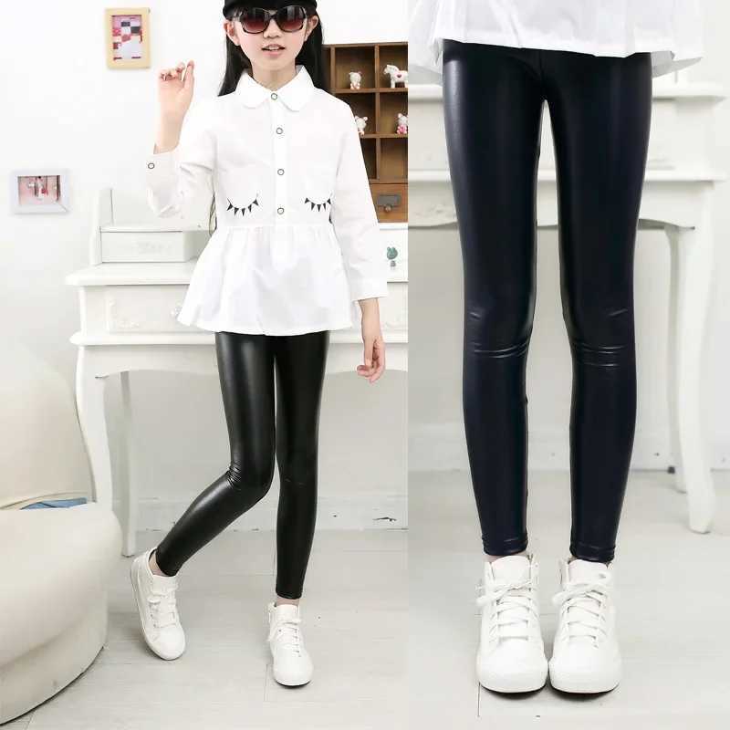Spring Childrens Pants for Girls Fashion Faux Leather Girls Leggings Thin Kids Skinny Trousers Kids Clothing Girl Pencil Pants Y240906