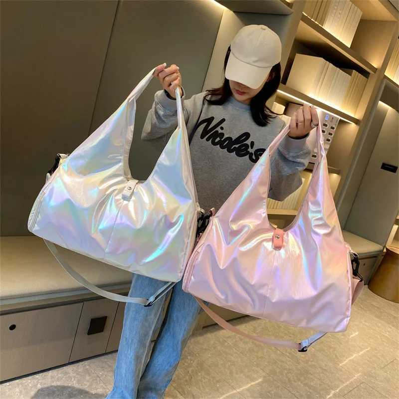 Womens waterproof yoga fitness bag womens outdoor weekend sports handbag fashionable swimming training travel shoulder bag XA156B W240906