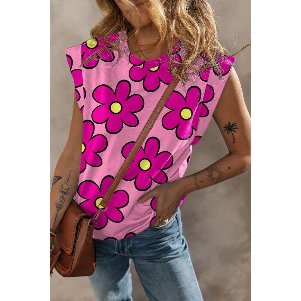 Spring summer new round neck short sleeved pullover for women, fashionable and versatile printed T-shirt