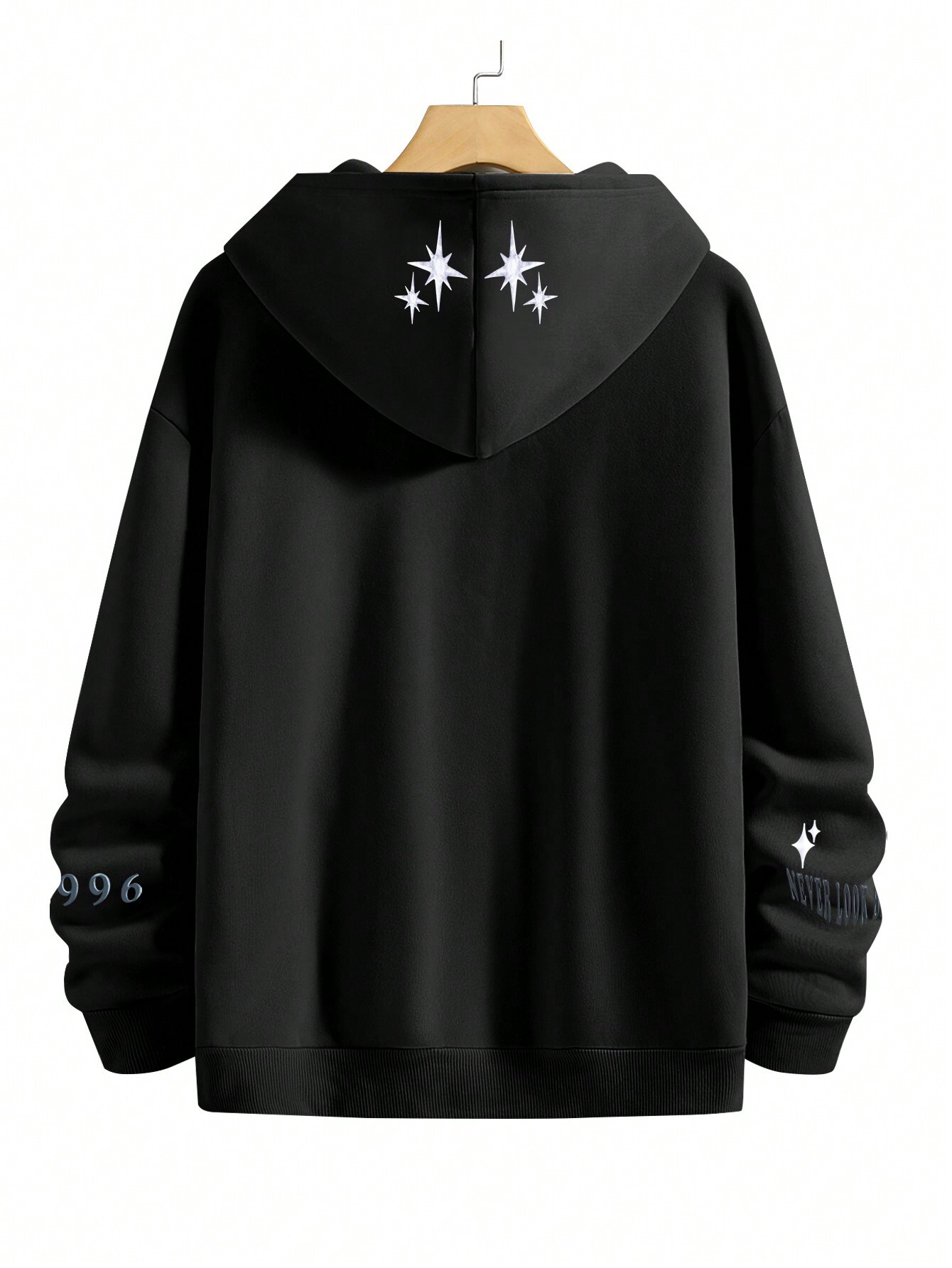 Men's Letter And Star Patterned Long Sleeve Casual Hoodie
