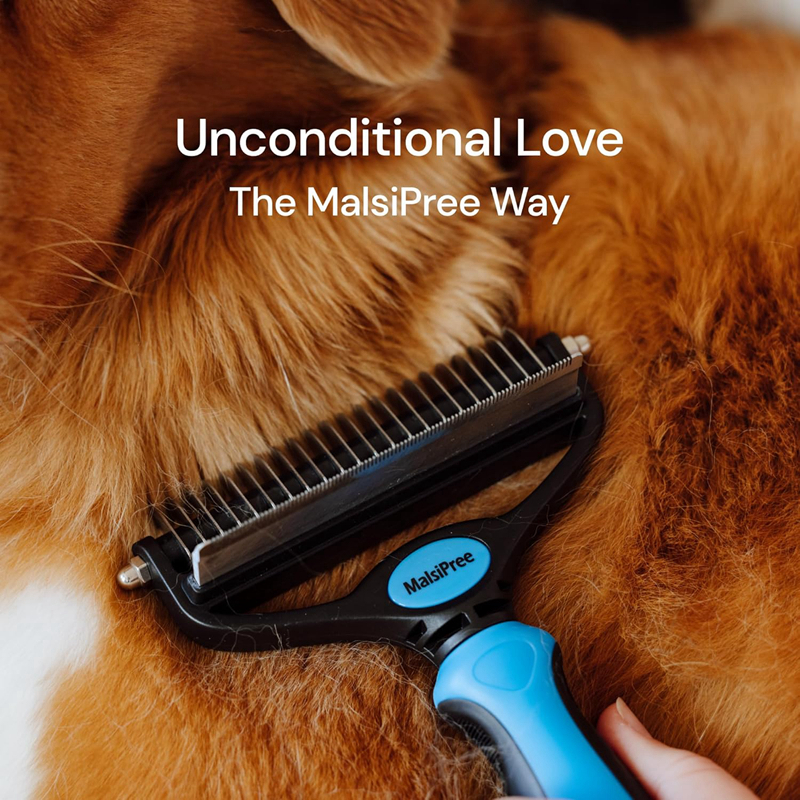 Dog Cat Grooming Brush for Shedding- 2 in 1 Deshedding Tool and Undercoat Rake for Long and Short Haired Cats and Small Dogs with Double Coat Matted P