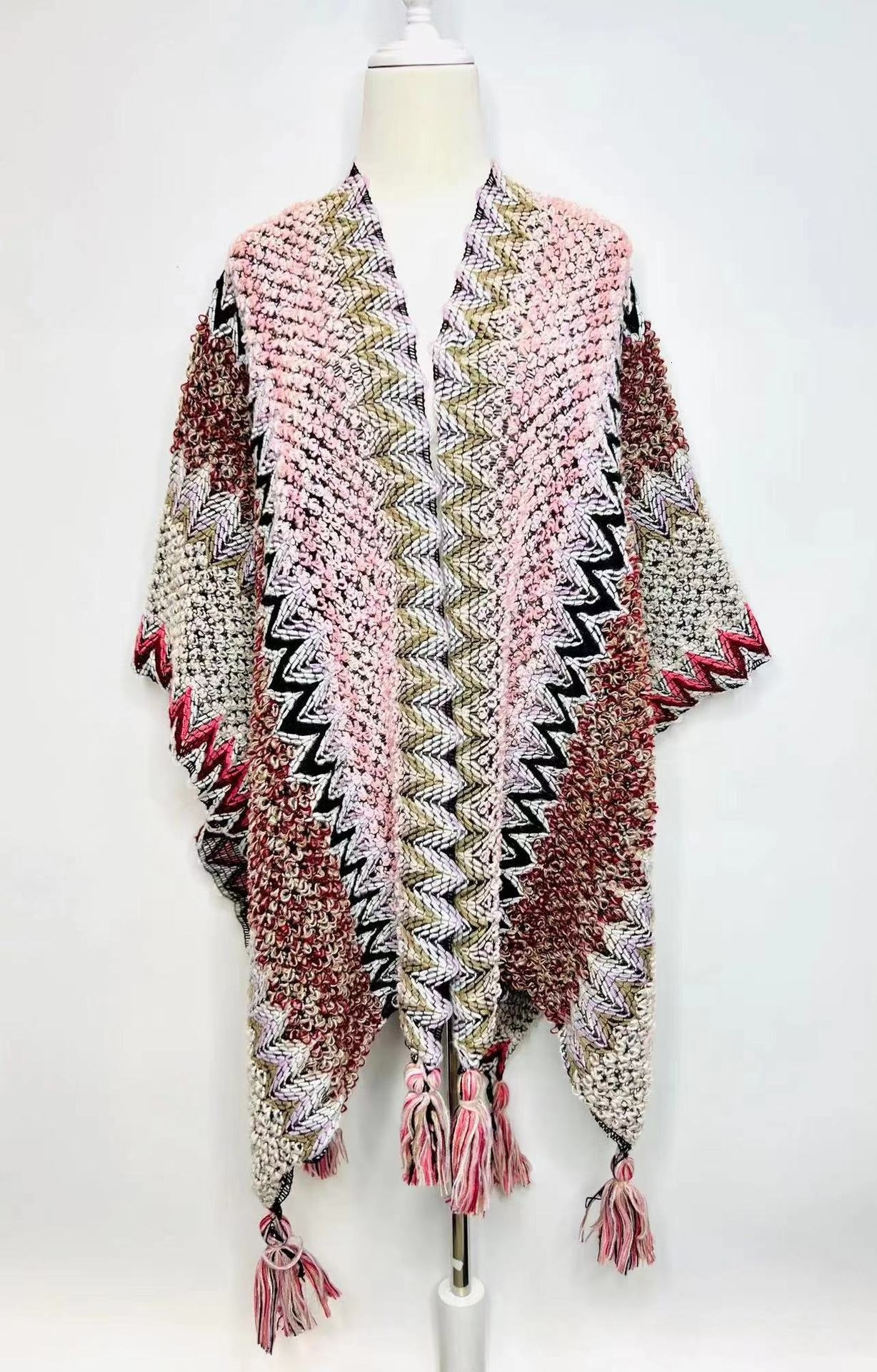 Woolen shawl, Xu Hongdou, same style Bohemian multi-color patchwork outer cloak, travel warm jacket
