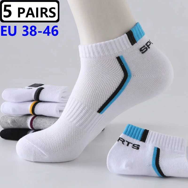 5 pairs/batch large size 44 45 46 mens socks mesh breathable short casual enlarged socks mens cotton sports socks ankle socks W240905