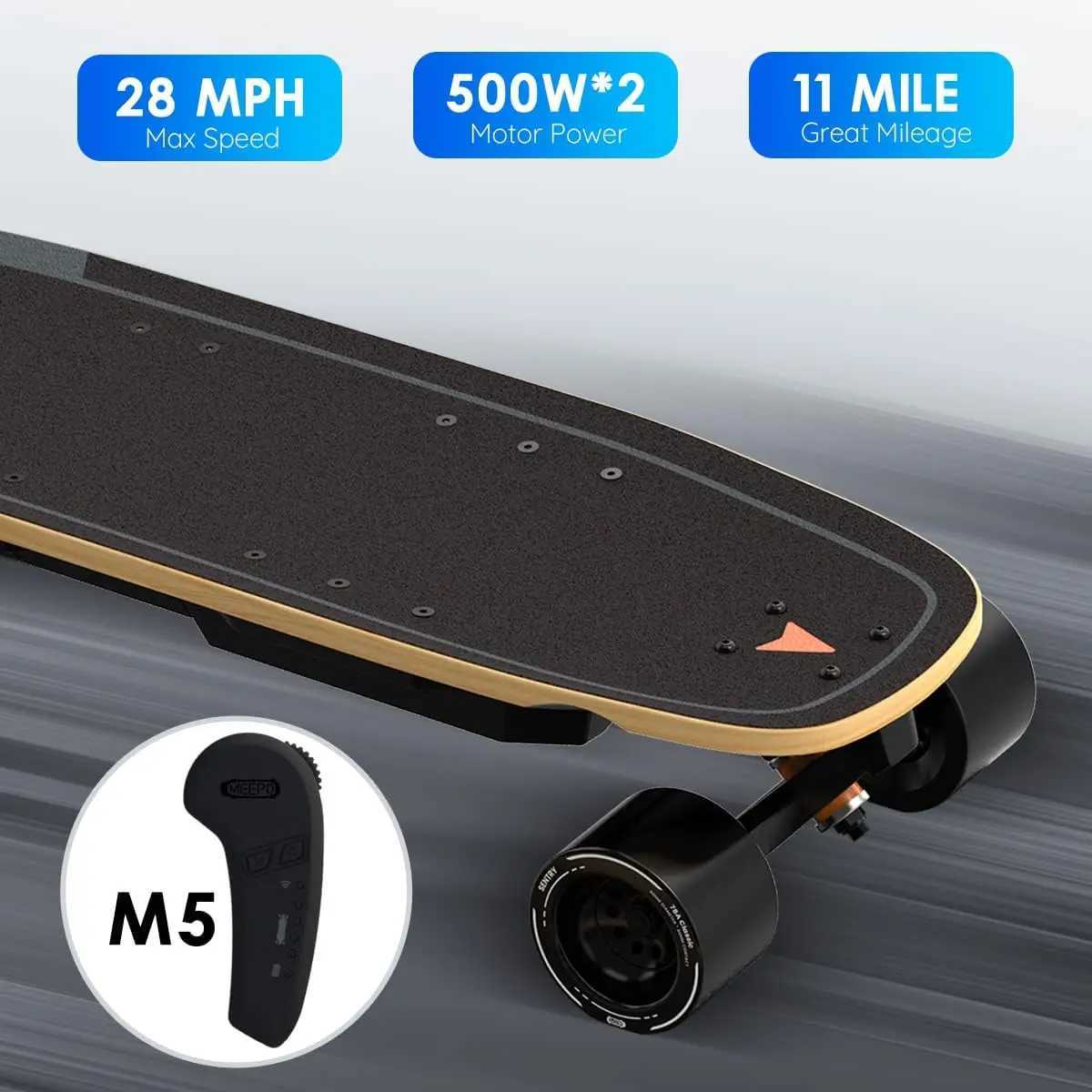 Inline Roller Skates MEEPO Electric Skateboard with Remote 28 MPH Top Speed 11 Miles Range330 Pounds Max Load Maple Cruiser for Adults and Teens R2504