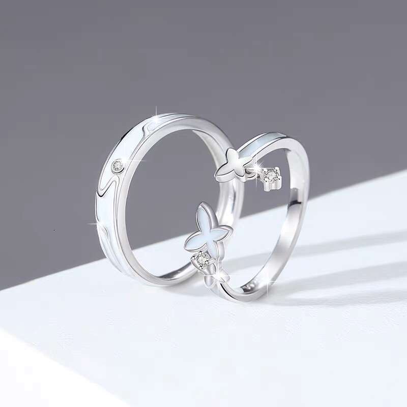 Butterfly night light 925 Sterling Silver Diamond Luxury Big Wedding Band Rings Luxury Rings Set for Bridal Women Engagement Finger Party Gift Designe