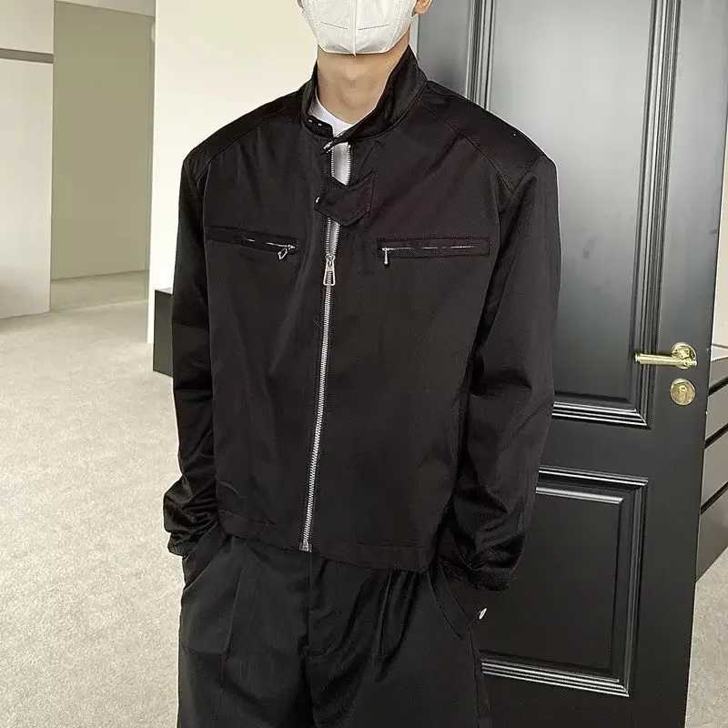High-end Feeling Cropped Jacket For Men Korean Trendy Brand Loose Fit Jacket Stand Collar Sensible Design Y240906