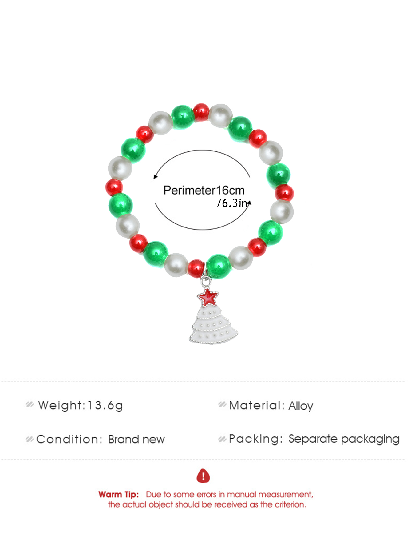 Stylish Hand-Made Beaded Crystal Christmas Bracelet Perfect Cross-Border Festival Present