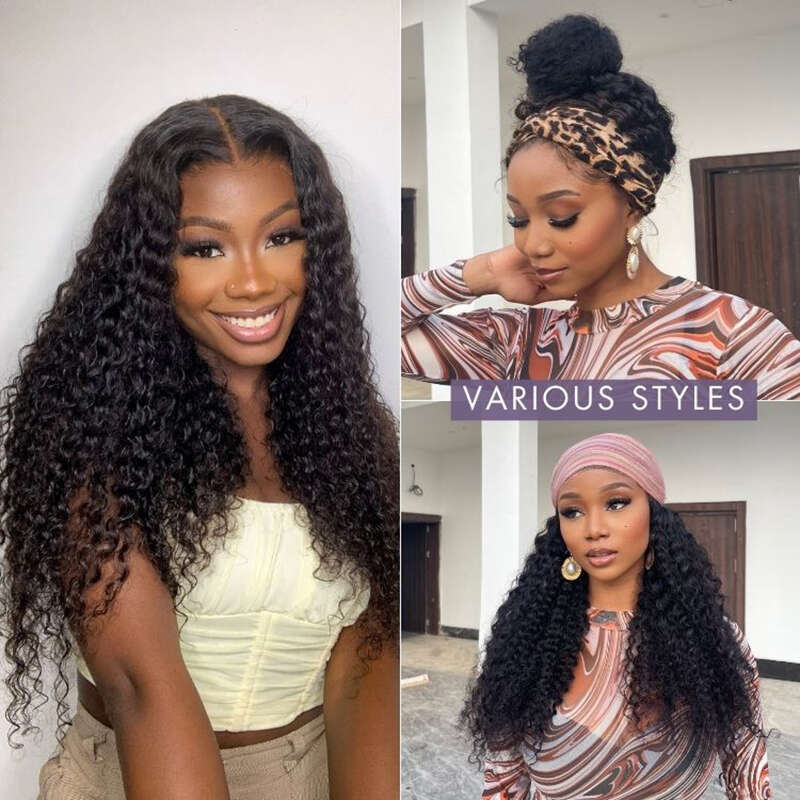 Deep Wave Glueless Pre-Cut Lace Ready To Go Preplucked Haire 4X4 Closure Wig Curly Human Hair Wigs For Women 200%