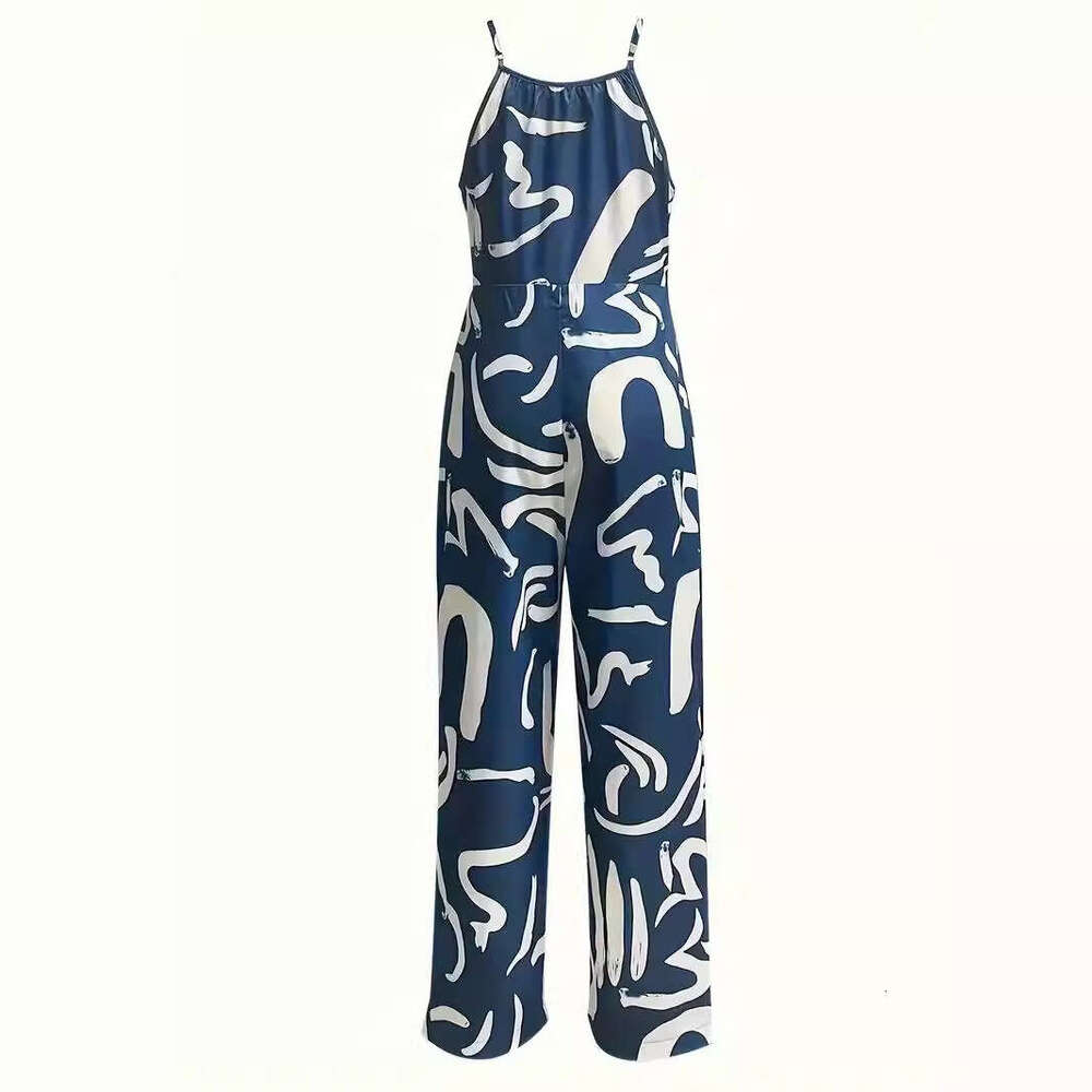 Women's summer printed camisole pants jumpsuit