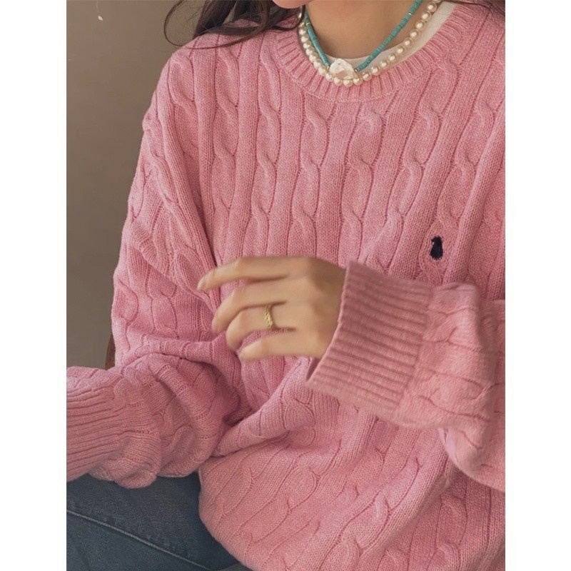 Women's Sweaters Autumn And Winter Casual Fried Dough Twist Pullover Cashmere Embroidered Sweater Solid O Neck Long Sleeve Jumper