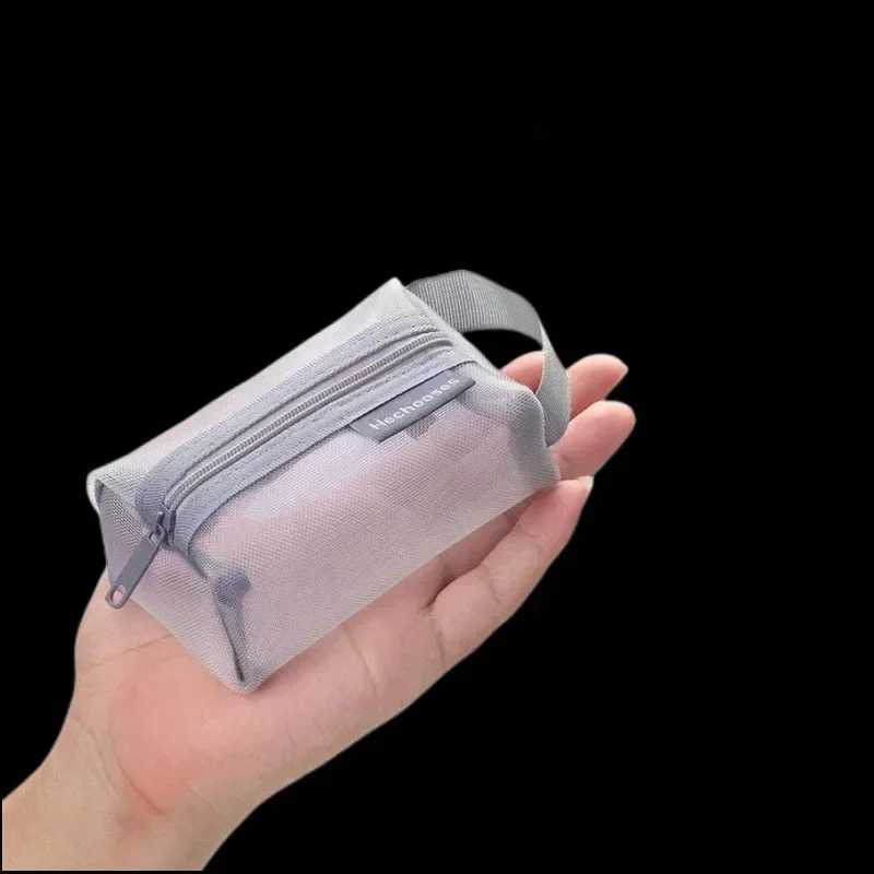 Mini transparent nylon mesh cosmetic bag cute womens small lipstick cosmetic bag data cable key headset manager box W240905