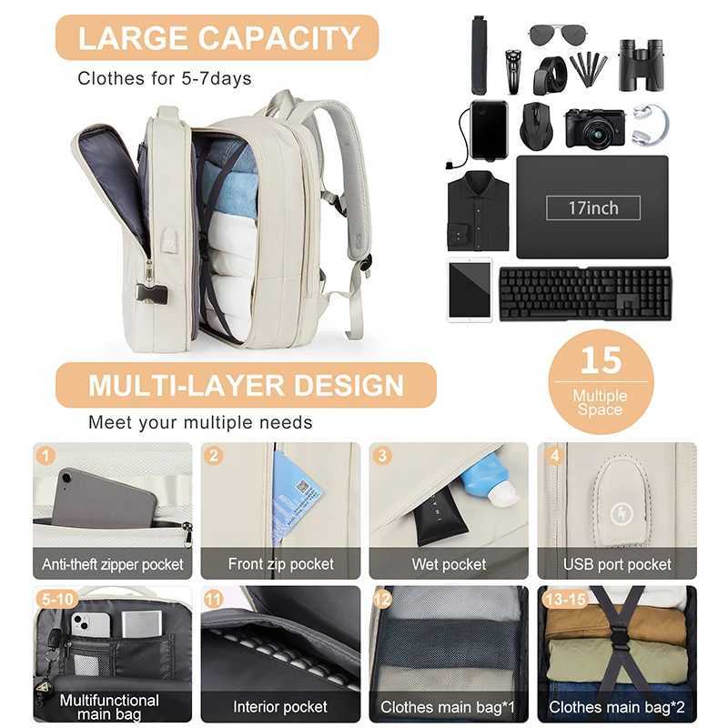Travel Laptop Backpack Extra Large 25 40l Expandable Carry on Backpack for Women Men Water Resistant Luggage Backpacks 240906