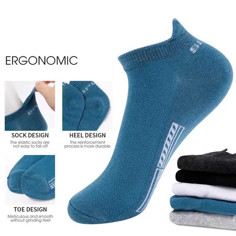 5/10 pairs of mens short socks fashionable high-quality low cut round neck ankle socks mesh breathable casual mens boat socks W240905