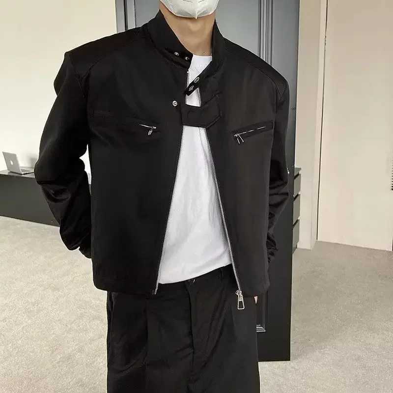 High-end Feeling Cropped Jacket For Men Korean Trendy Brand Loose Fit Jacket Stand Collar Sensible Design Y240906