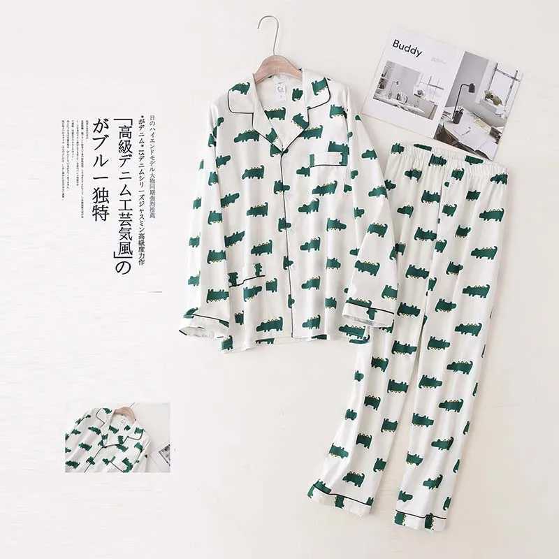 Best Selling Mens Pajamas Set Spring And Autumn Fresh Style Long Sleeve+Pants Full Cotton Comfort Homewear Loose Casual Wear Y240906