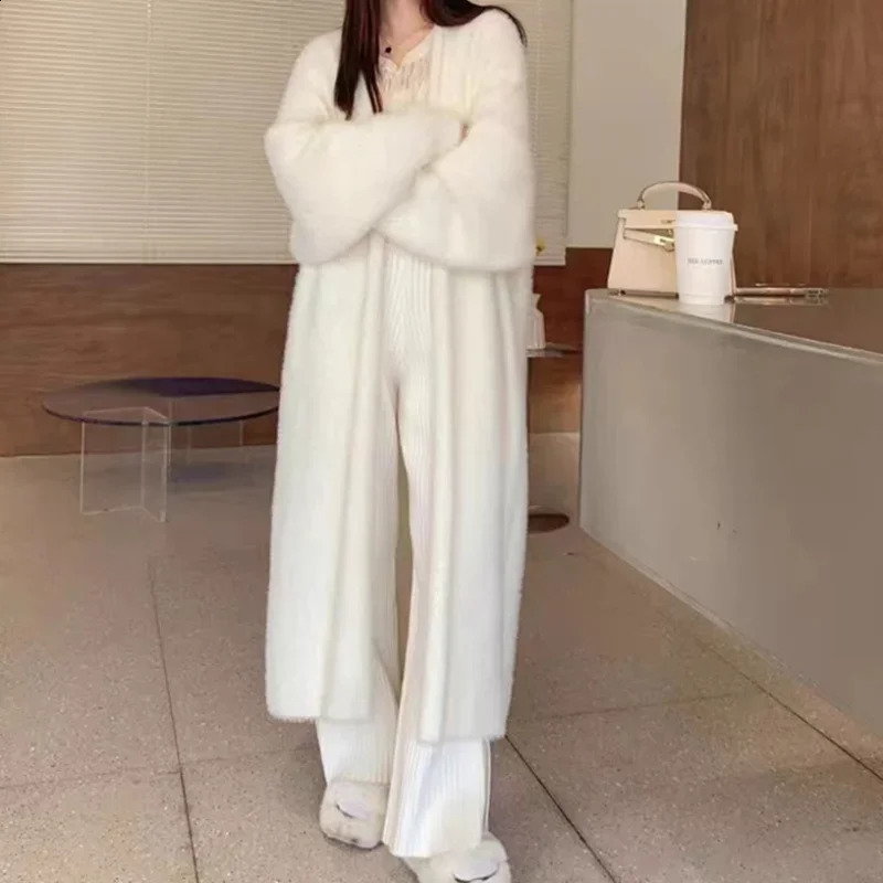 Womens cardigan wool sweater spring autumn crochet loose pockets winter maximum warmth parachute jacket