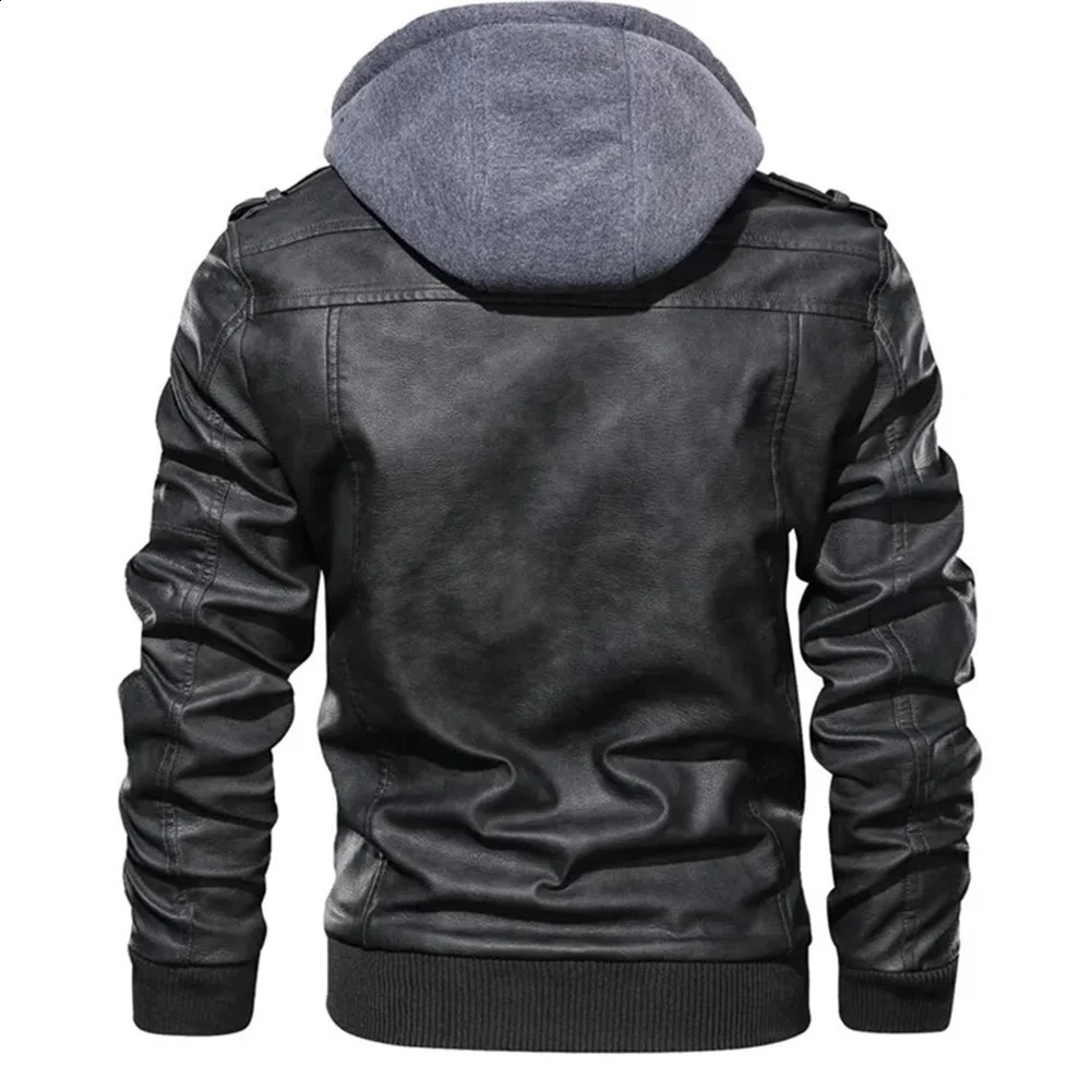 Autumn Mens Leather Jackets Trendy Casual Motorcycle PU Jacket Streetwear Solid Color Windproof Biker Coats 240905