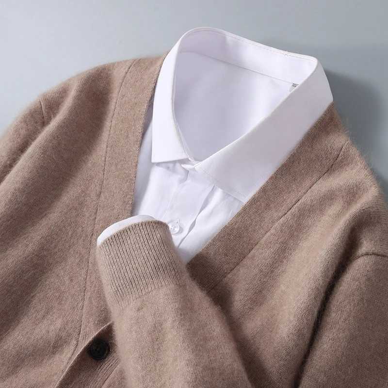Mens V Neck Solid Button Casual Full China Cashmere Cardigan Mans DBR102 Panic Buying Knitted Sweater Man Y240906