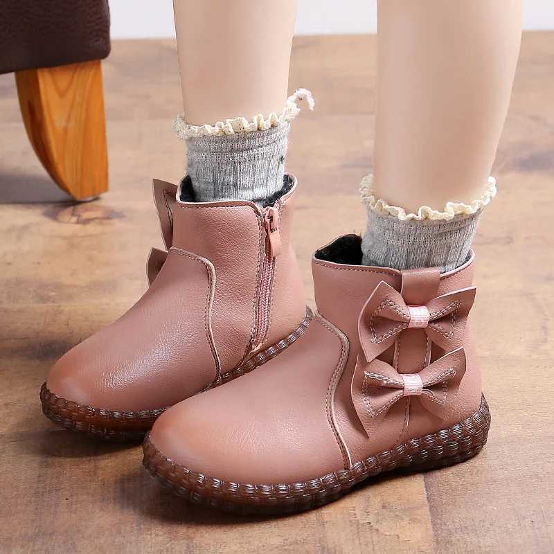 Autumn Winter Warm plush Girls Boots Kids snow boots Children Winter Boots Princess shoes red pink 2 3 4 5 6 7 8 9 10T M240906