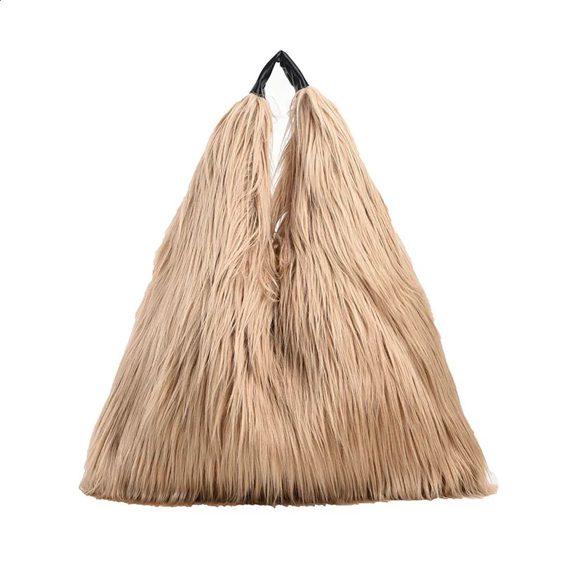 Womens Shoulder Bag Winter Artificial Fur Cross Body Long Plush Large Capacity Fluffy y n Handbag 240906