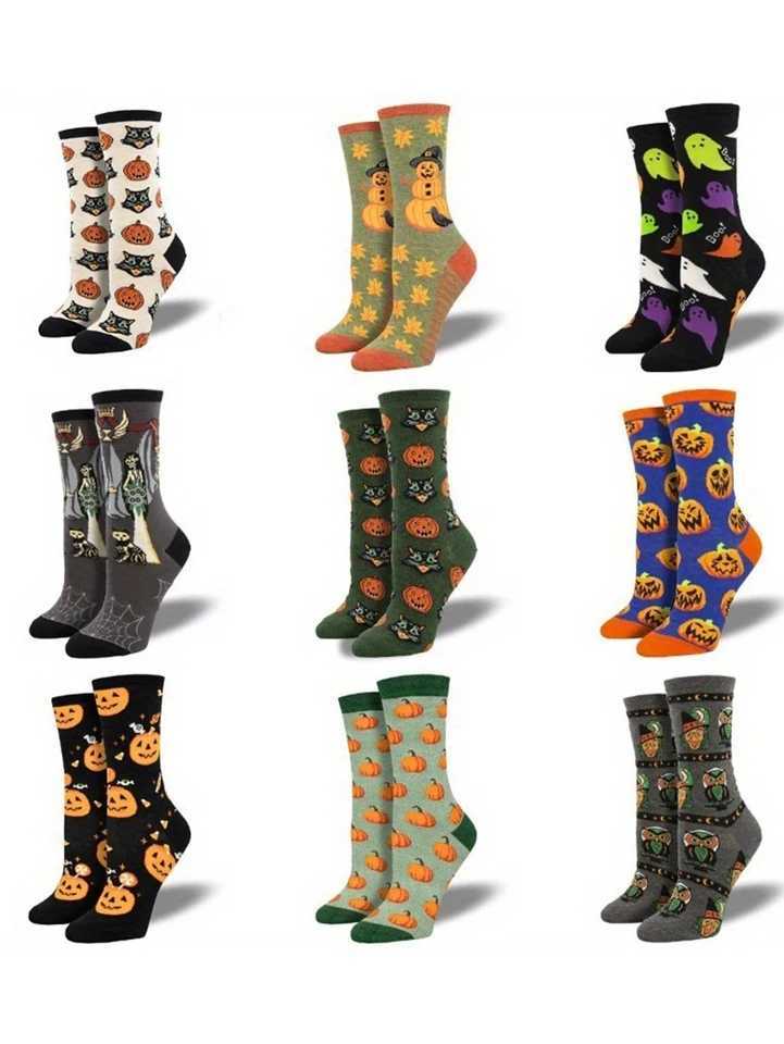 1 pair new Halloween creative funny pumpkin Jacquard socks for men and women lovers socks. Y240906