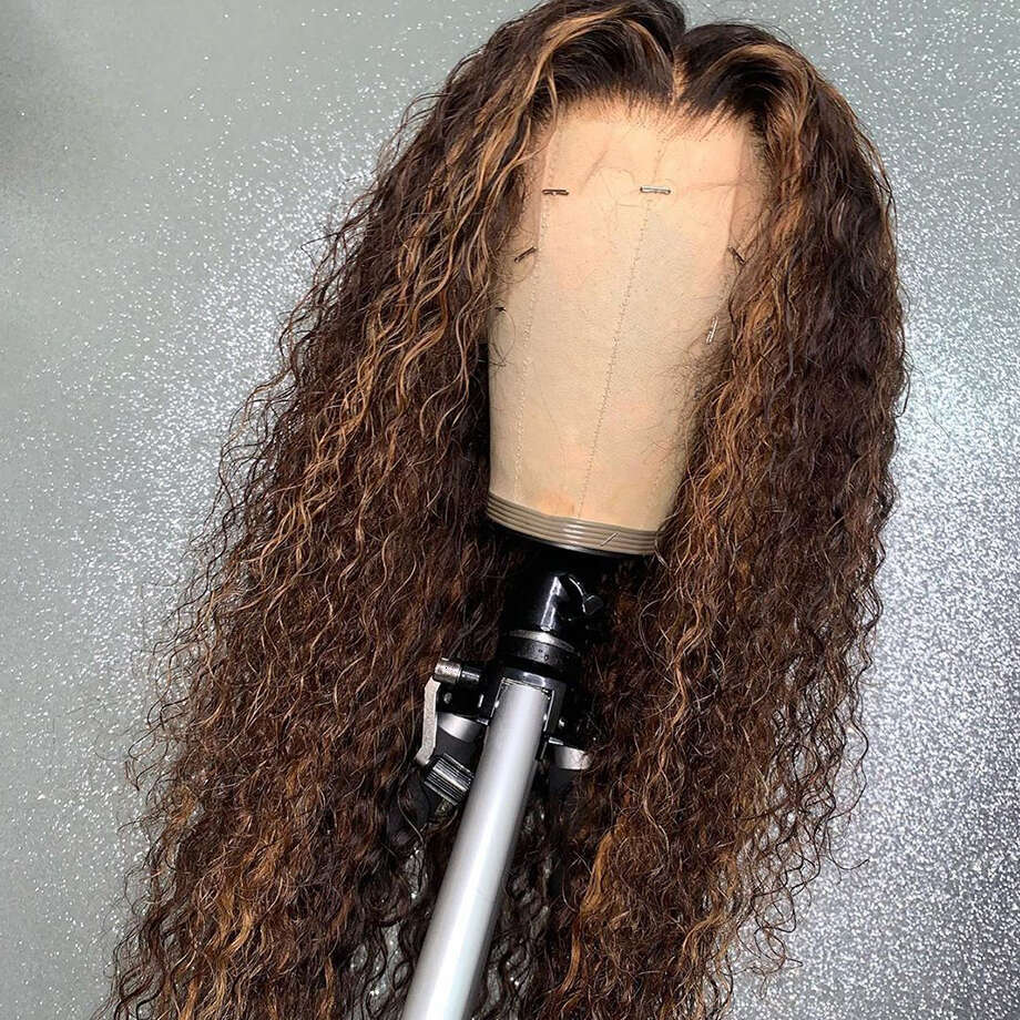 Highlight Blonde 26 Inches Long 180%Density Glueless Kinky Curly Preplucked Lace Front With Babyhair Synthetic Daily Wig
