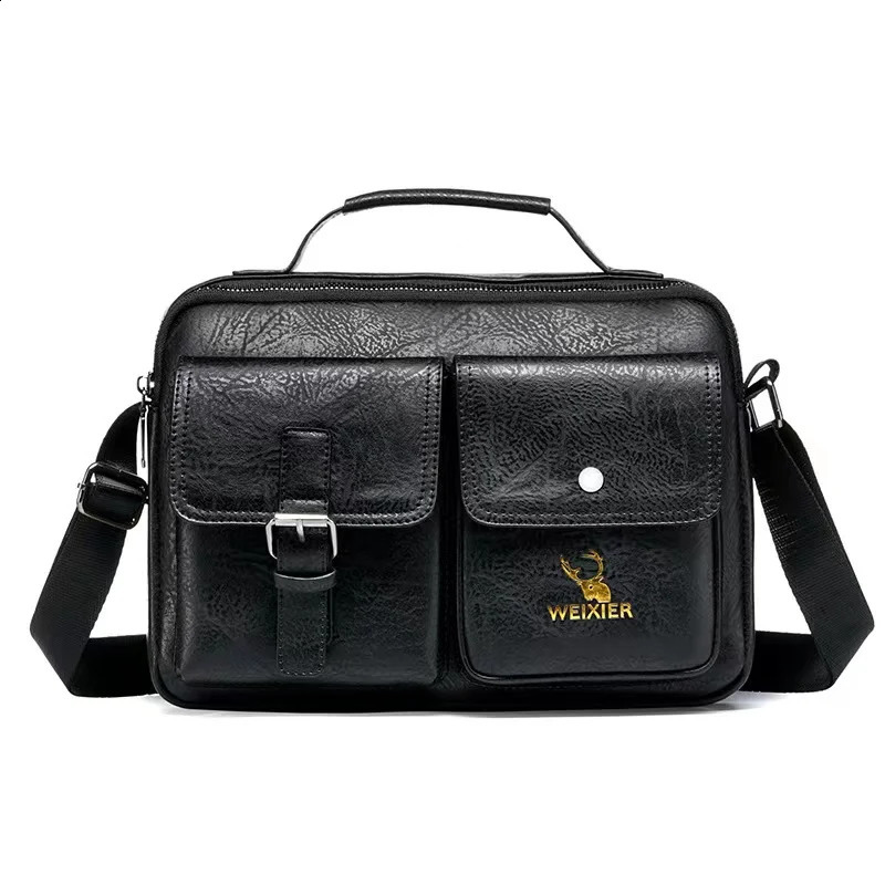 TopFight Mens Messenger Bag PU Leather Business Single Shoulder Portable briefcase Youth Fashion Leisure 240906