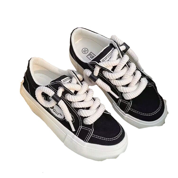 Ins autumn/winter internet celebrity trend fashion versatile canvas personality thick sole running sports women's board shoes