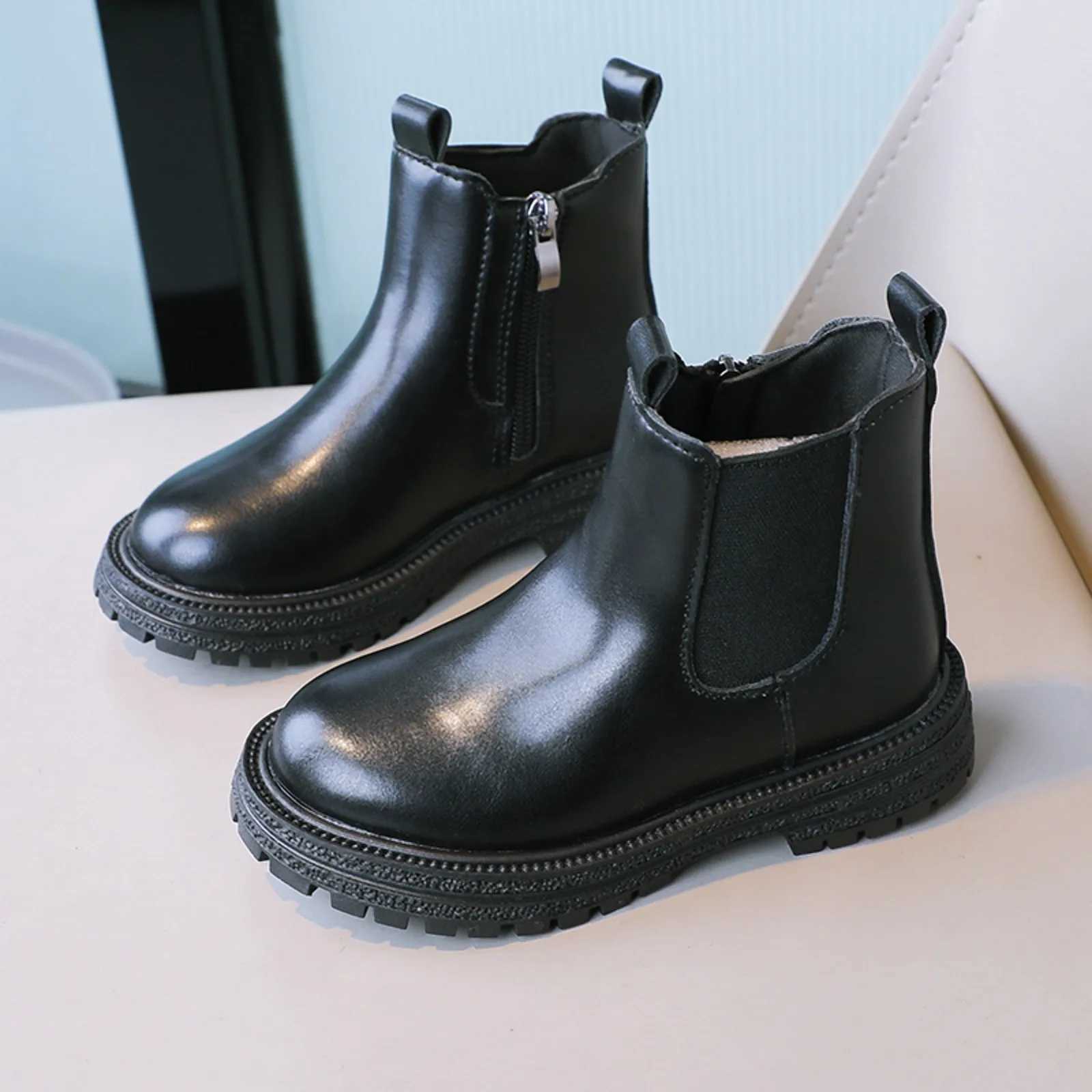 New Autumn Children Leather Boots Boys Shoes Kids Fashion Boots Baby Ankle Snow Boots Sports Sneakers Winter Shoes for Girl Kids M240906