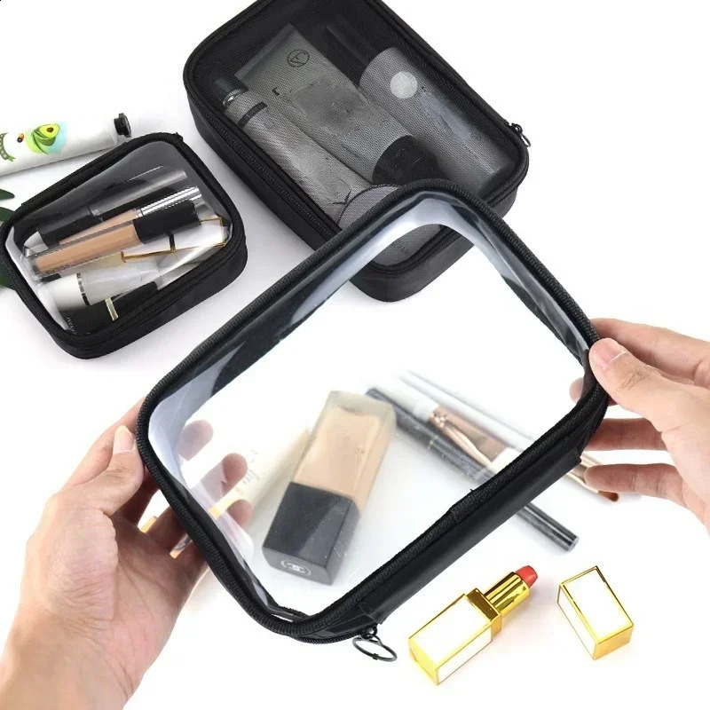 Waterproof transparent makeup bag womens box travel zipper beauty cleaning organizer bathroom set 240906