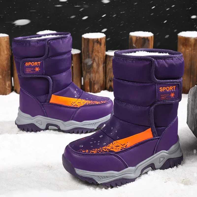 Childrens Warm Snow Boots Outdoor Waterproof Non-slip Kids High-top Hiking Boot Boys and Girls Thickened Velvet Cotton Shoes M240906