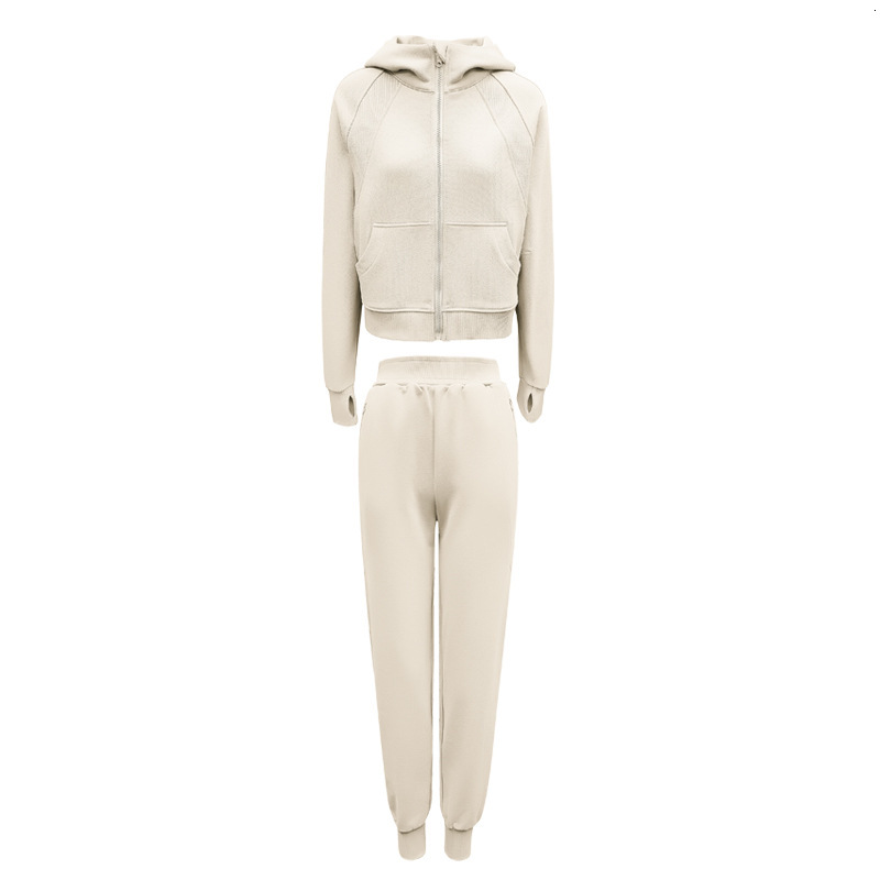 Sports women's autumn and winter new loose thick warm sports yoga suit running training fiess long sleeved set