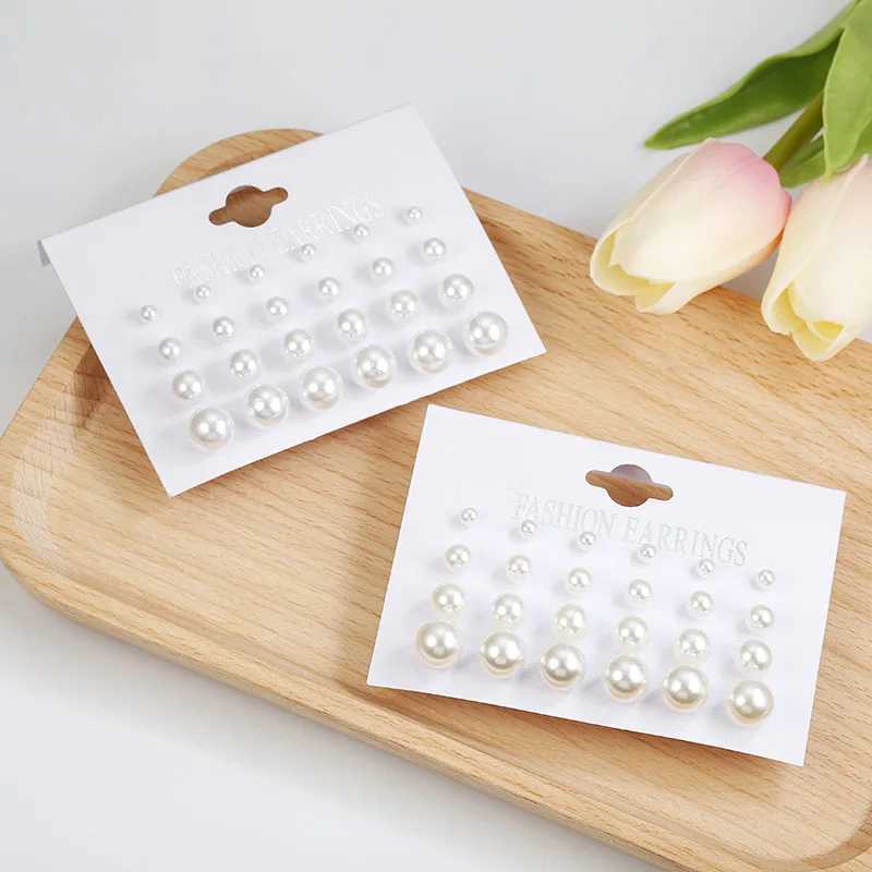 12 pairs of white simulated pearl earrings set suitable for womens jewelry large and small ball earrings Bijouteria Brincos Bijoux W241023