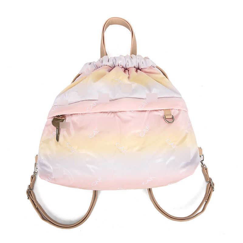 Spring summer letter backpack women's bag niche versatile backpack Korean version drawstring large capacity shoulder bag fashion square bag 24091