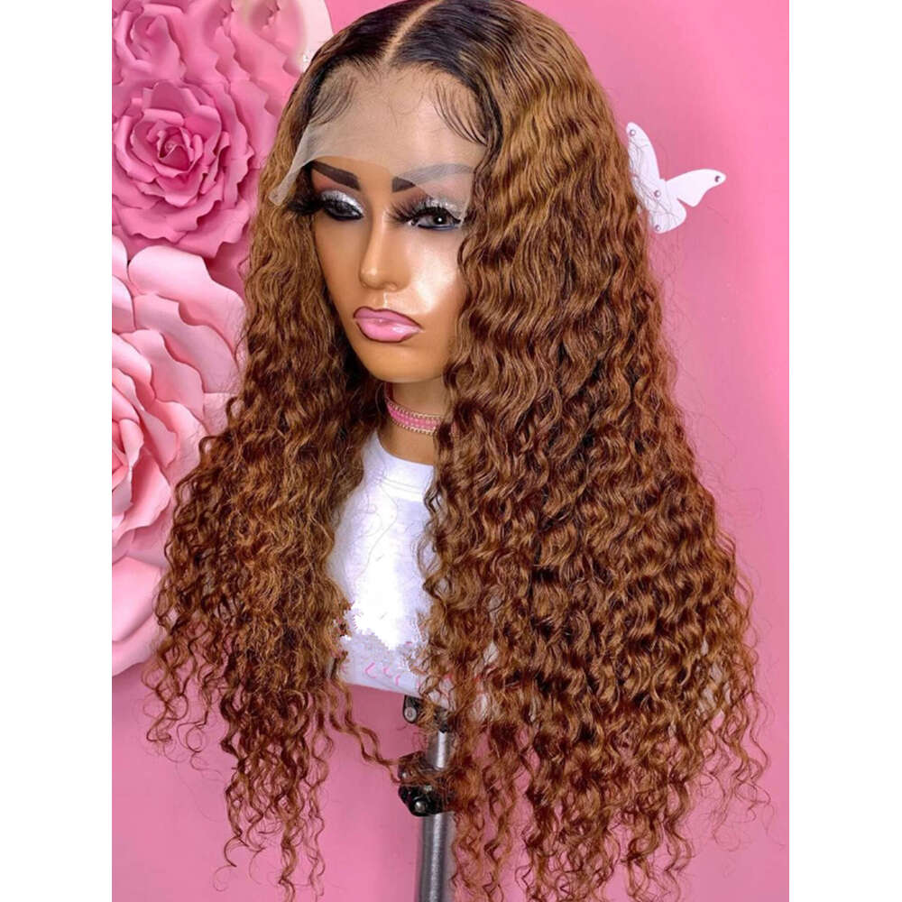 Soft Ombre Black Blonde Kinky Curly Lace Front Wigs For African Women Glueless Baby Hair Synthetic Preplucked Daily