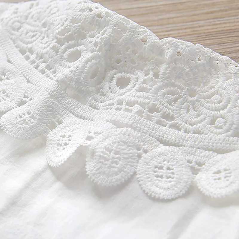 Blouses New Spring Toddler Kids Girls White Shirt Long Sleeve Cotton Lace Children Girl Tops Blouse Kids Clothes Y240906
