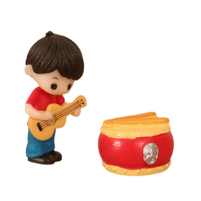Cartoon Creative Baby House Decoration Mini Cute Guitar Boy Musical Instrument Performance Micro Landscape Home Desktop Small Ornament