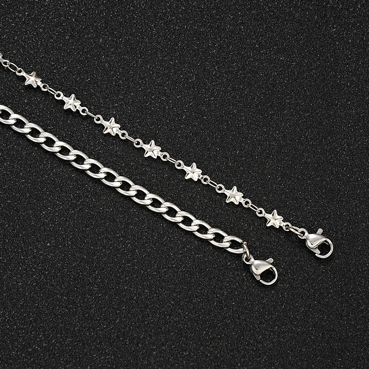 Mens Fashion Stainless Steel Double Chain Star Bracelet Minimalist Silver Hip Hop Bracelet Punk Jewelry Gift 2024 Edition 240905